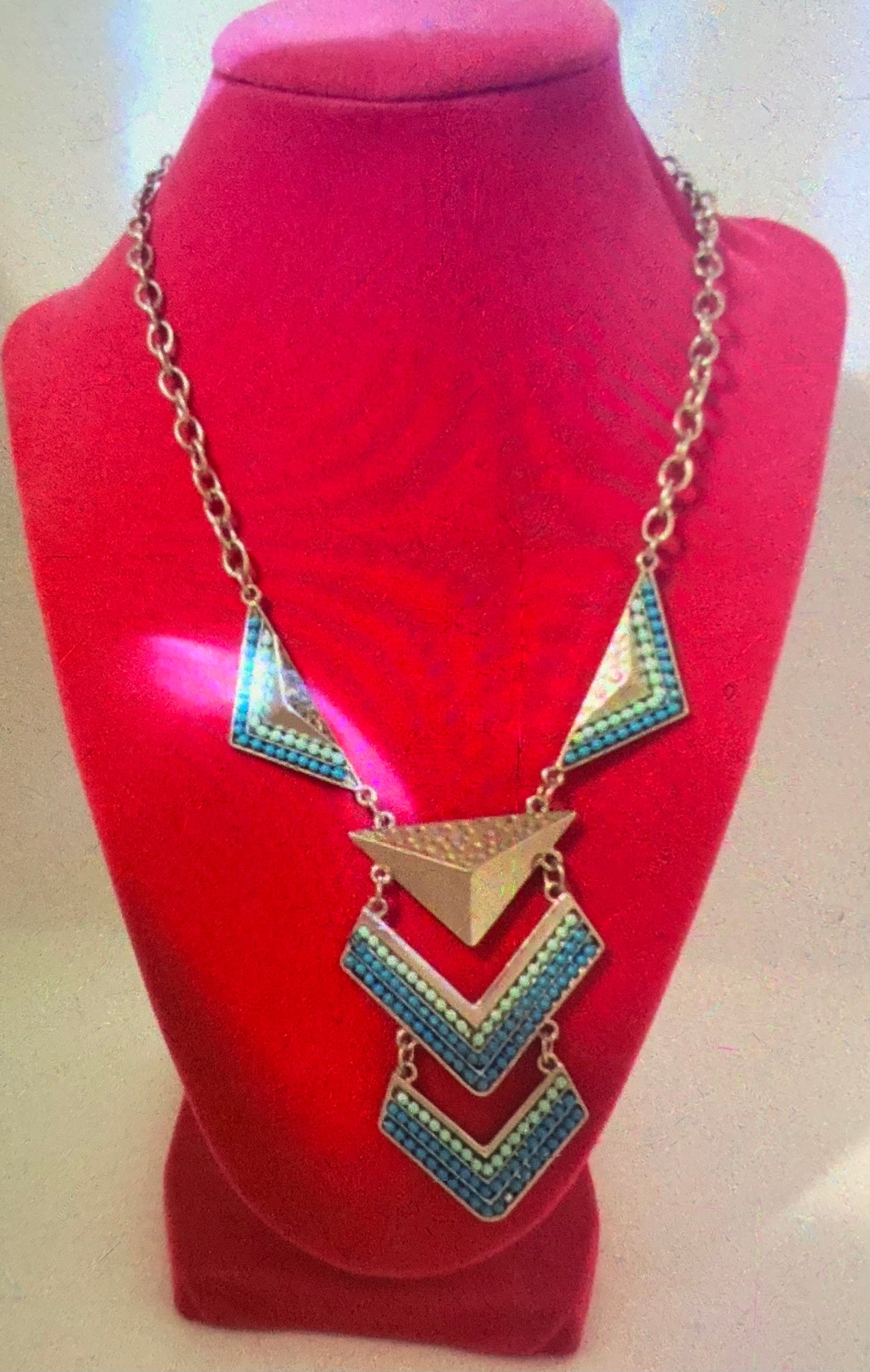Seed Beaded Chevron Boho Chandelier Necklace