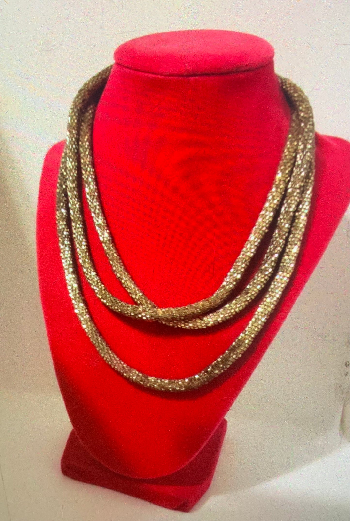 CABI Triple Strand Natural Gold Tone Mesh Interchangeable Necklace