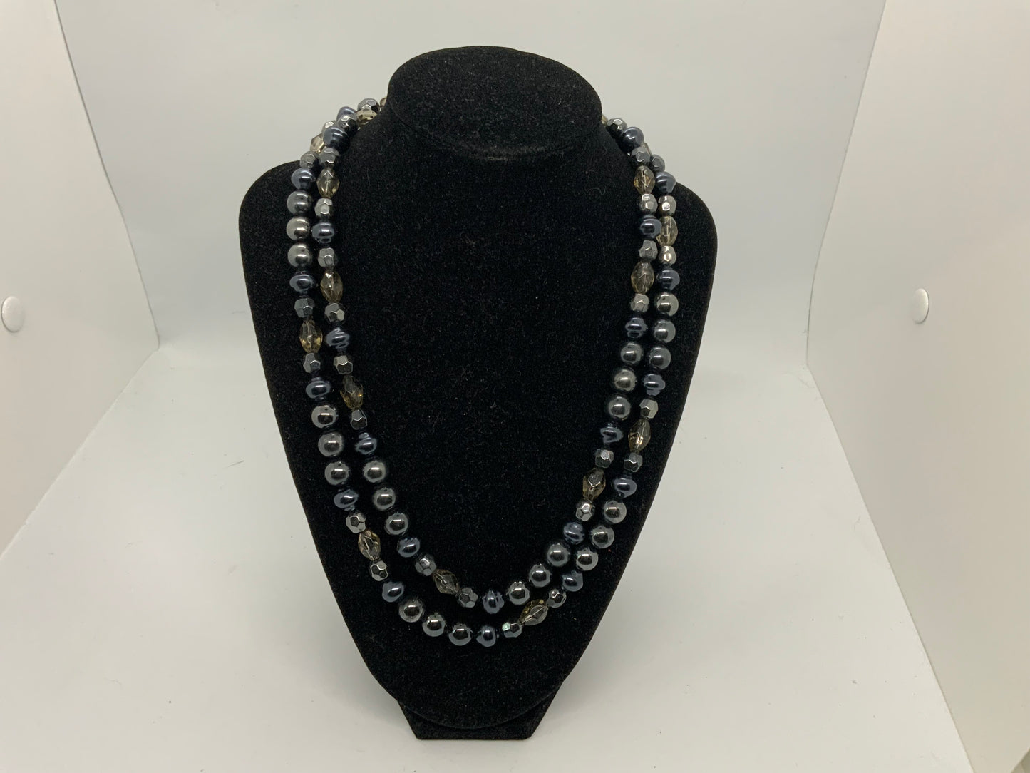 Beautiful Double Strand Blacked Beaded Necklace