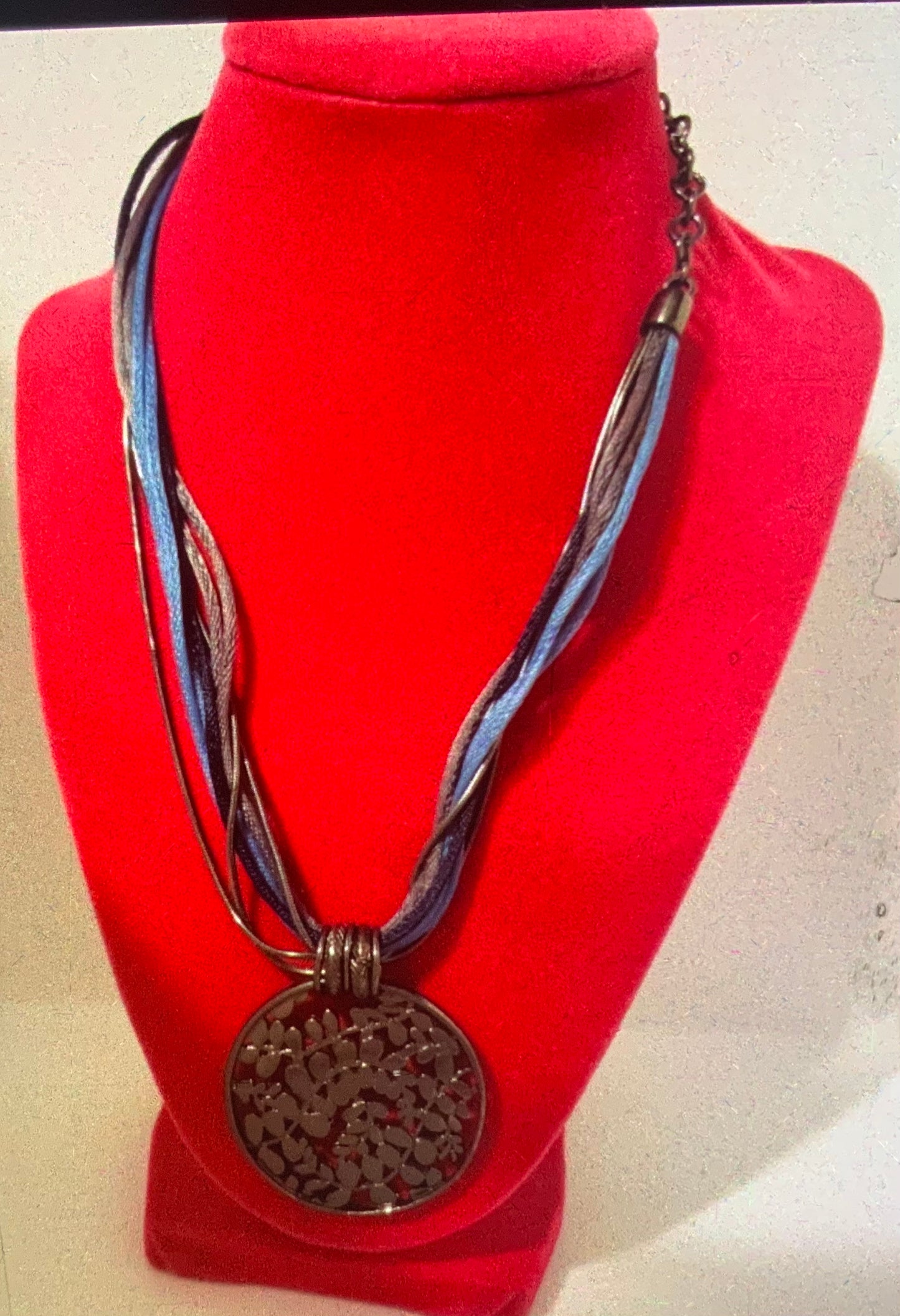 Handcrafted Large Medallion Style Multi Color String Necklace