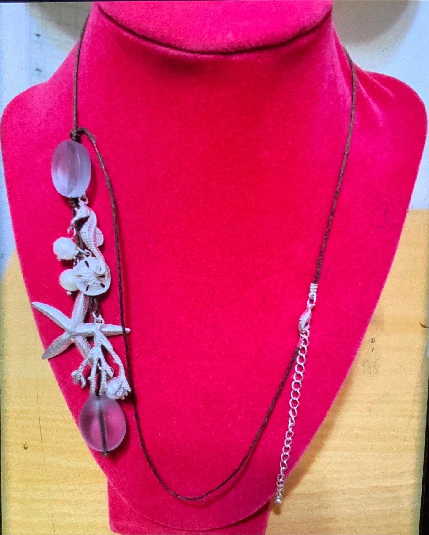 Beautiful Handcrafted Sea Side Charms, Pearls & Bead necklace