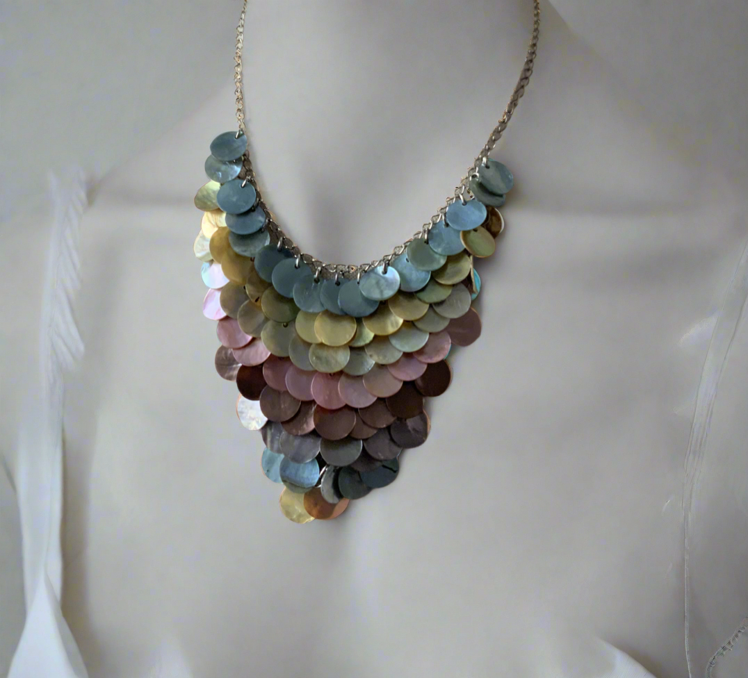 Vintage Chocker Necklace w/ Abalone Shell Pendant