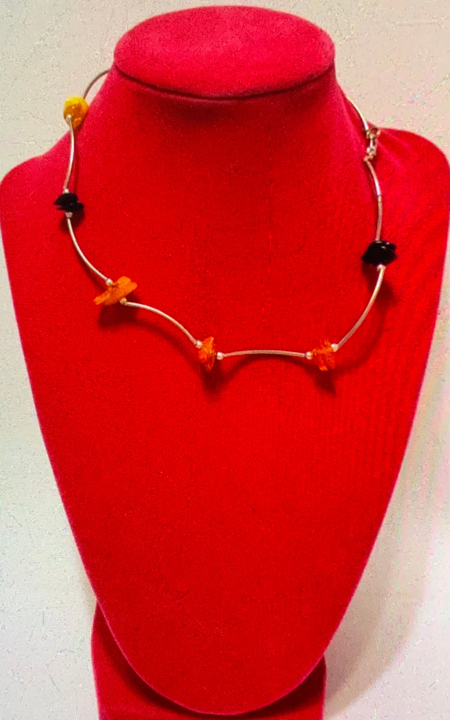 Cute Silver Chocker w/ Multi Color Beads
