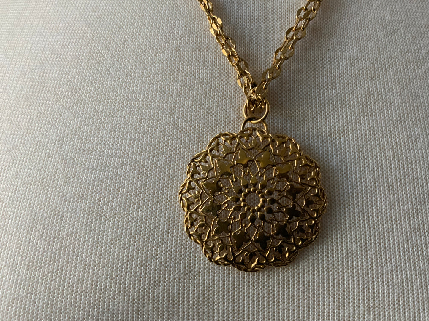 Vintage Gold Tone Medallion Necklace