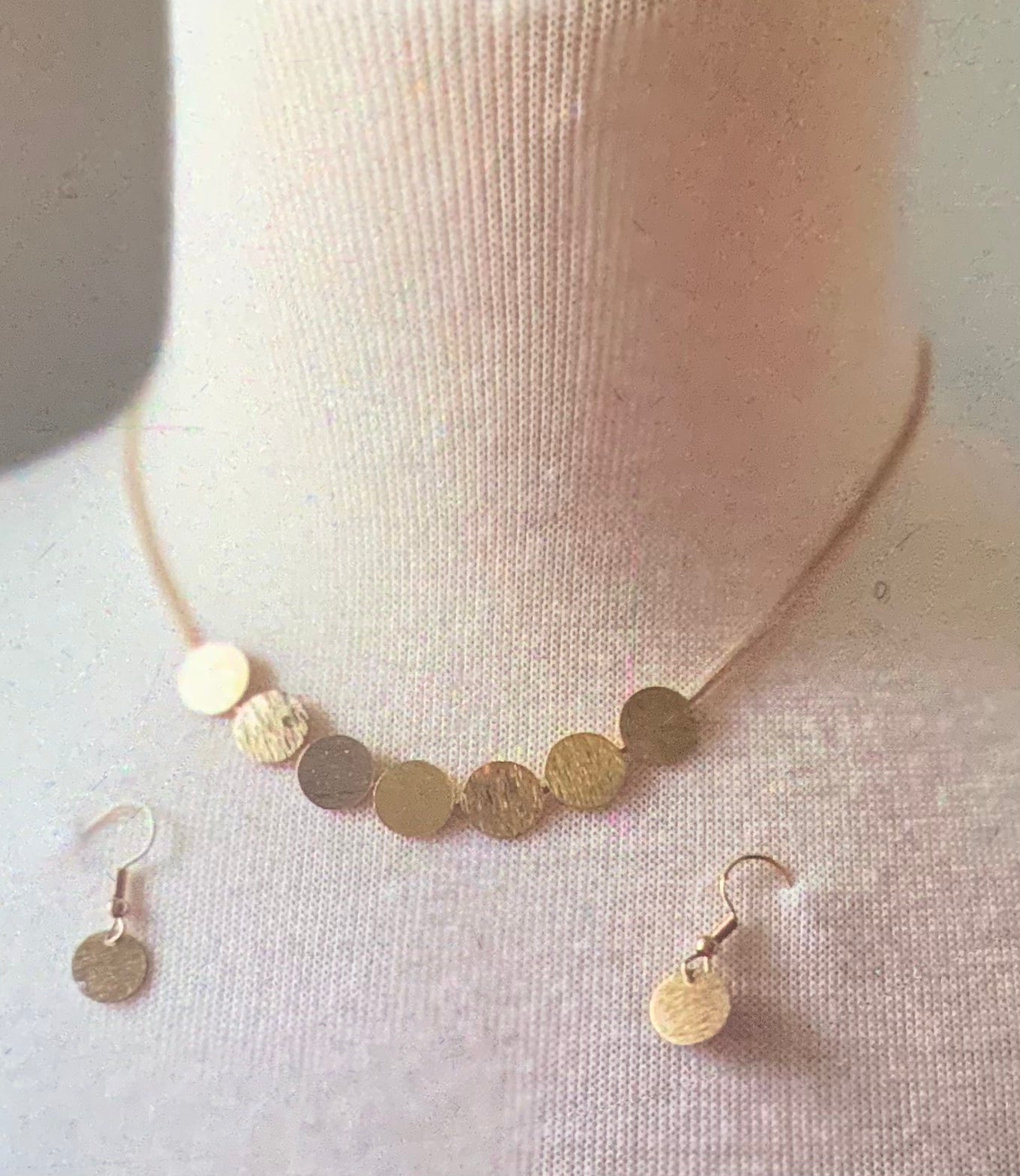 Gold Disc Necklace & Earrings